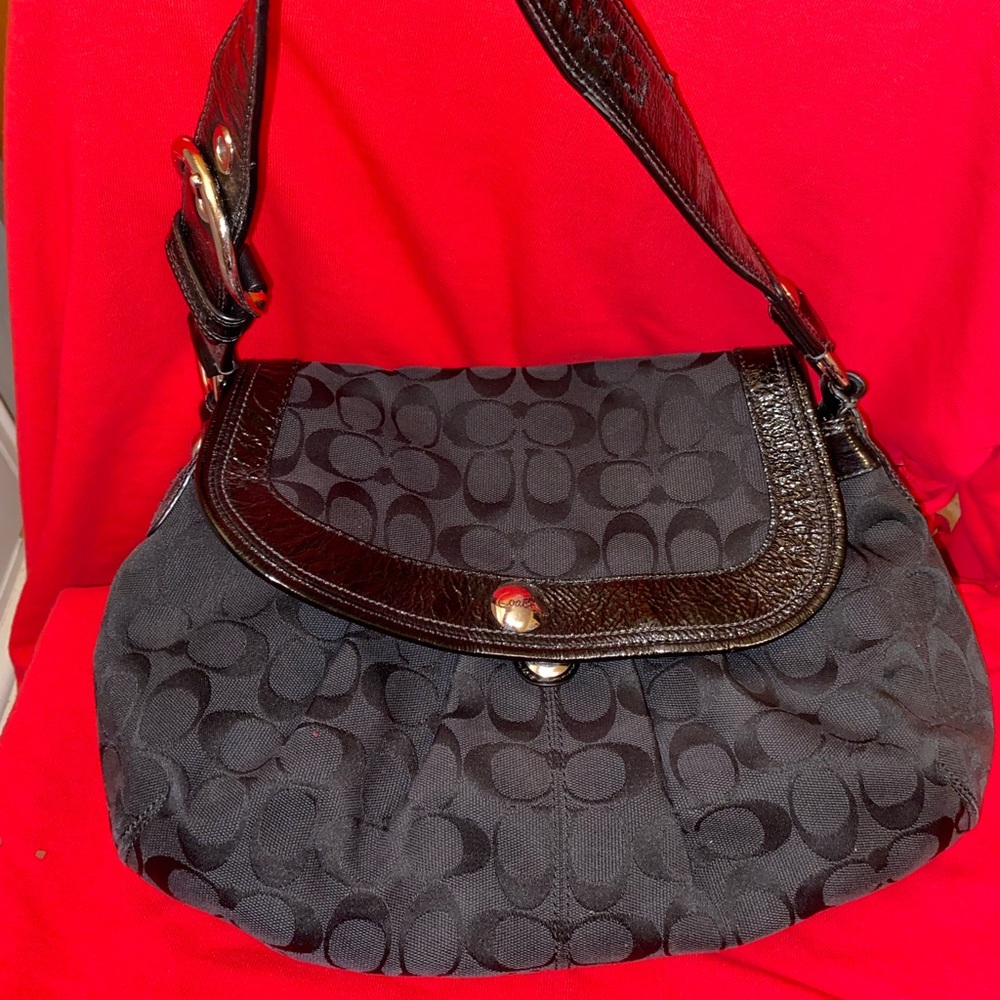 Black Signature Coach Shoulder Bag